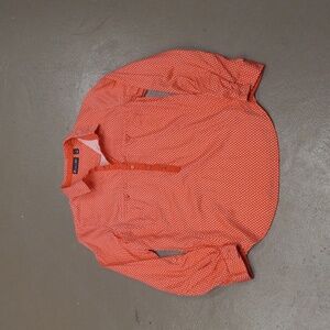 7th Avenue Design Studio Coral and White Longsleeve Blouse with Buttons